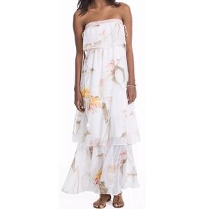 White House Black Market floral Strapless tiered maxi preowned large
